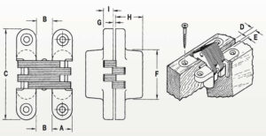 Soss Concealed Hinge Model 220PT Power Transfer Invisible Hinge SOSSHIngeKeyfr