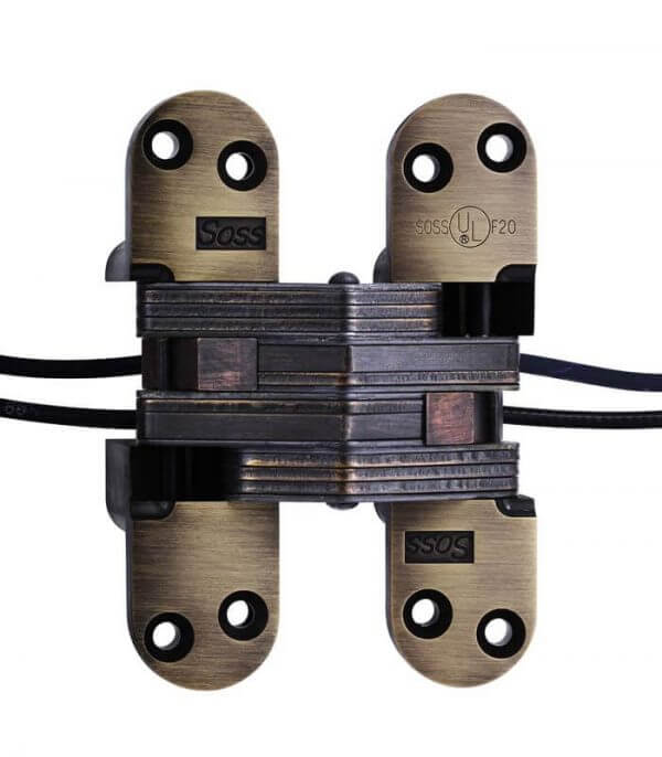 Soss Concealed Hinge Model 220PT1 Power Transfer Invisible Hinge Antique Brass Soss Concealed Hinge Model 220PT1 Power Transfer Invisible Hinge Antique Brass