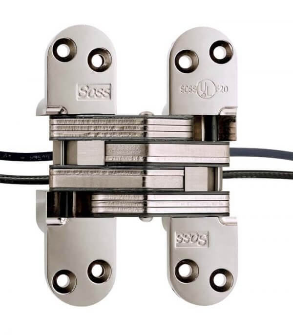 Soss Concealed Hinge Model 220PT1 Power Transfer Invisible Hinge Bright Nickel Soss Concealed Hinge Model 220PT1 Power Transfer Invisible Hinge Bright Nickel