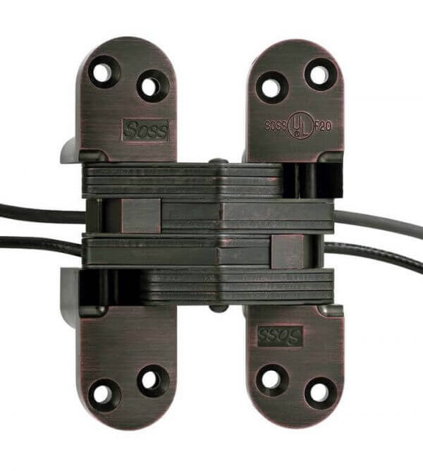 Soss Concealed Hinge Model 220PT1 Power Transfer Invisible Hinge Oil Rubbed Bronze Lacquered
